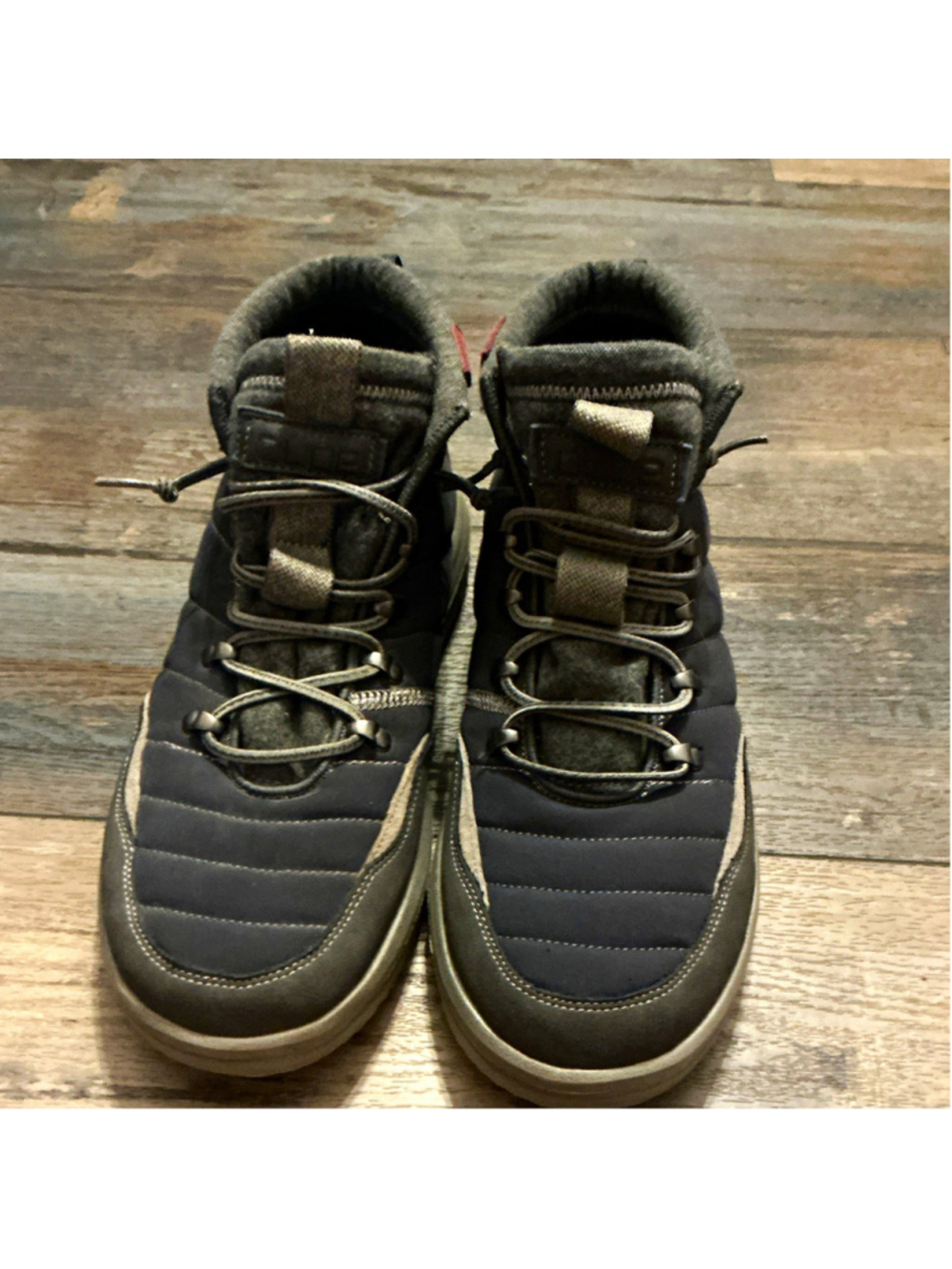 Hey Dude Men’s US 11 Gray Quilted Canvas Lace-Up High Top Sneaker EU 44